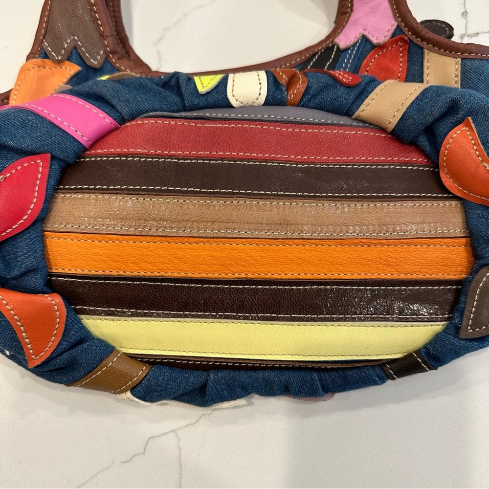 Colorful Boho Floral Denim Patchwork Handbag Multi Color Purse Bohemian - Picture 4 of 10